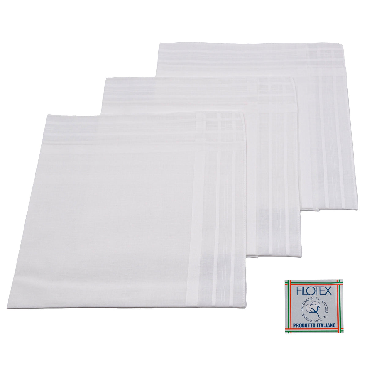 Set da 12 fazzoletti Filotex Elio 100% cotone bianco 4 made in Italy