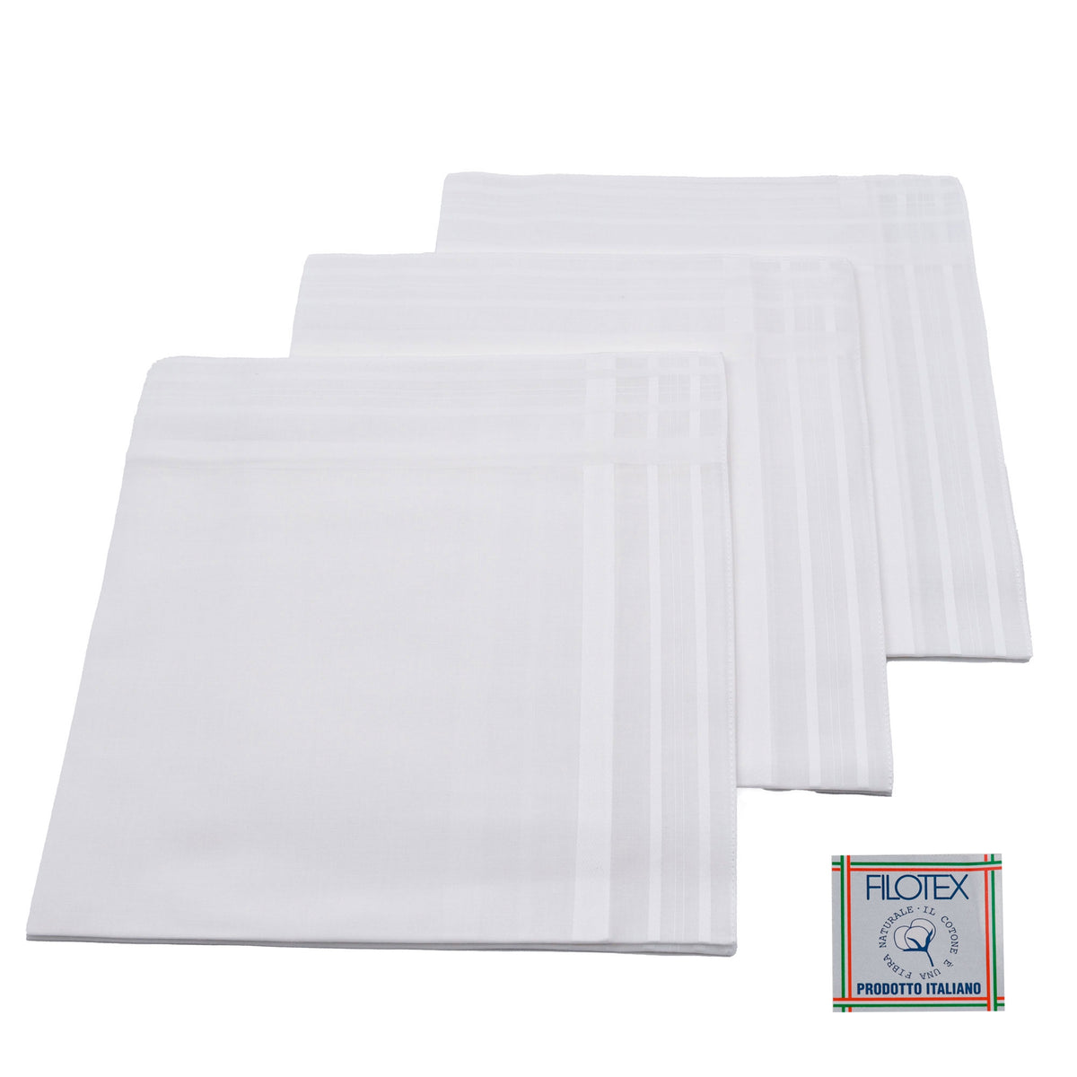 Set da 12 fazzoletti Filotex Elio 100% cotone bianco 5 made in Italy