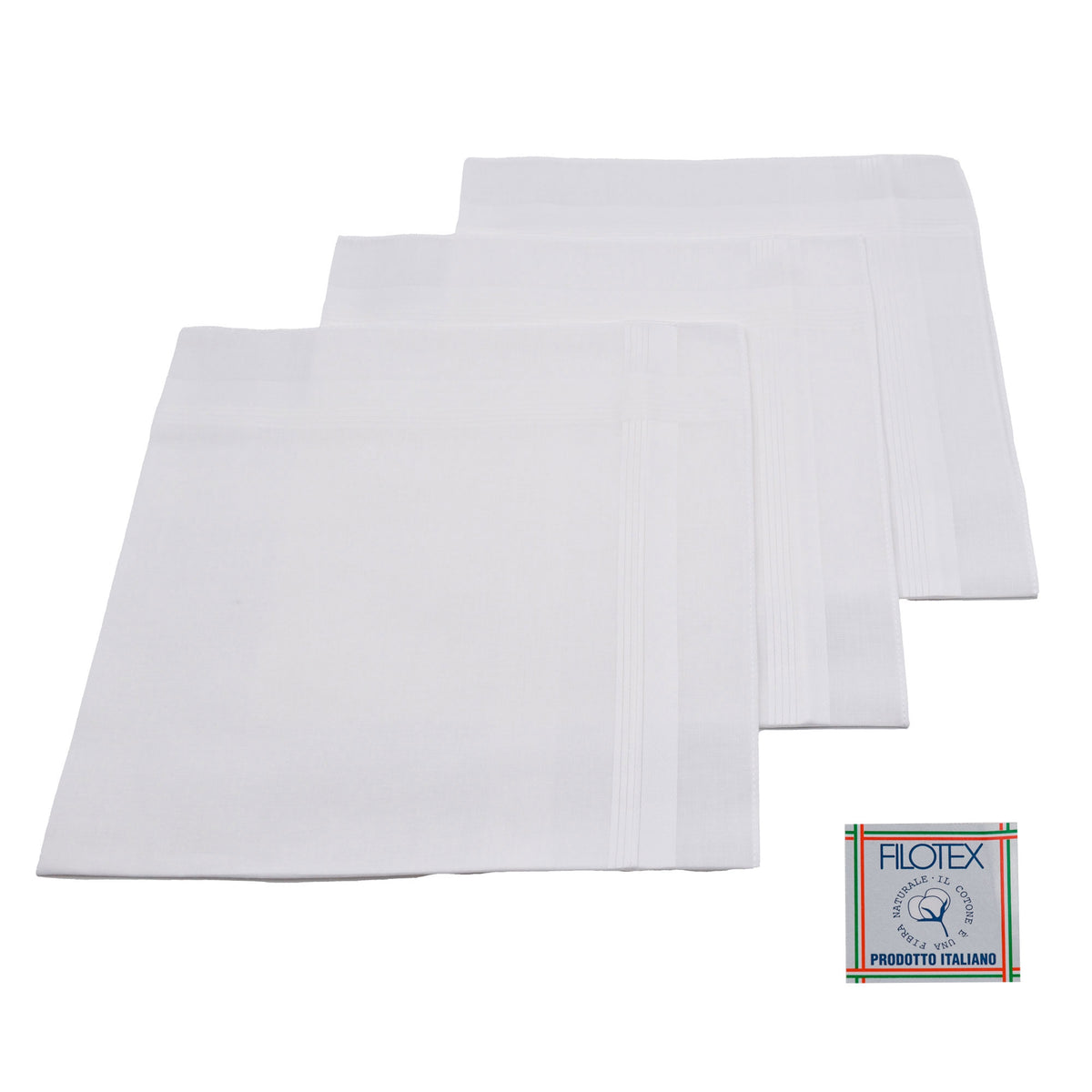 Set da 12 fazzoletti Filotex Elio 100% cotone bianco 2 made in Italy