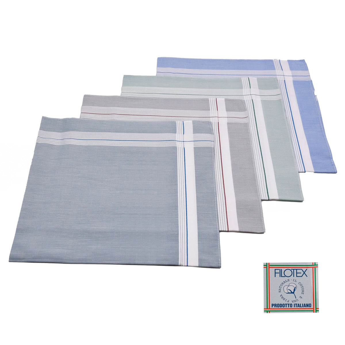 Set da 12 fazzoletti Filotex Elio 100% cotone colorato 10 made in Italy