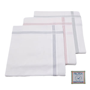 Set da 12 fazzoletti Filotex Elio 100% cotone bianchi rigato 5 made in Italy