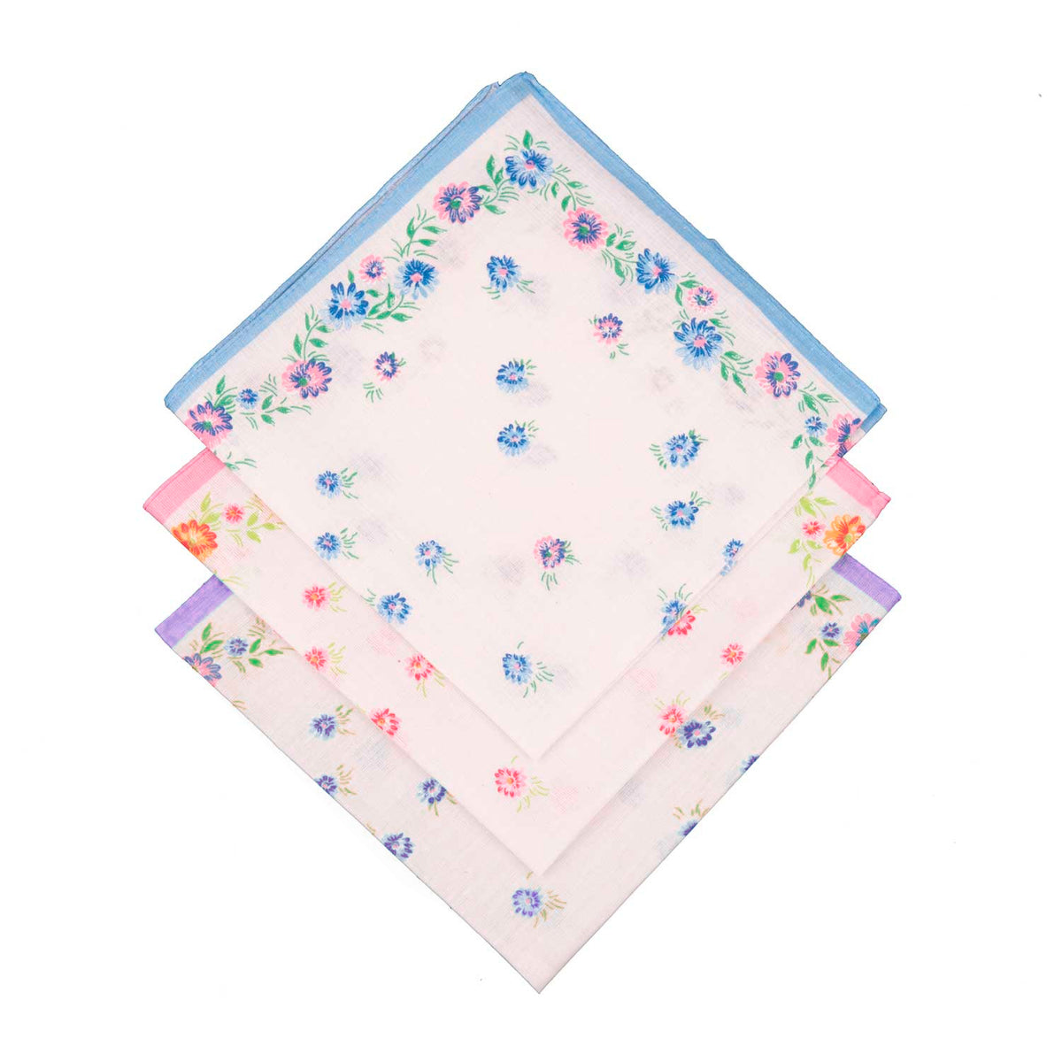 Set di 6 fazzoletti donna da naso 100% cotone fantasia fiori colorati
