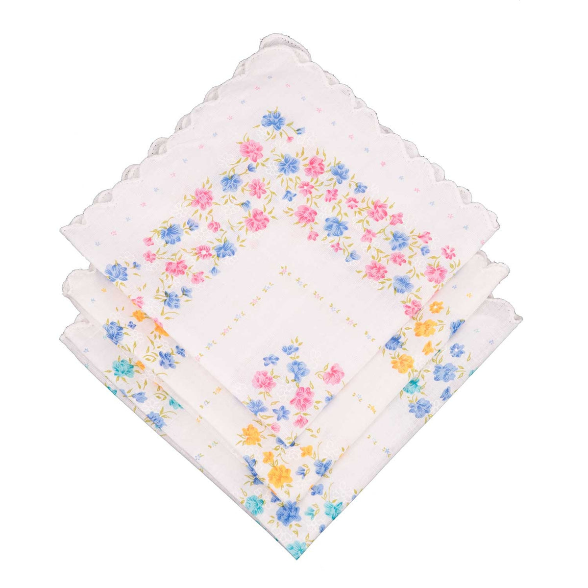 Set di 6 fazzoletti da naso donna in 100% cotone fantasia floreale 