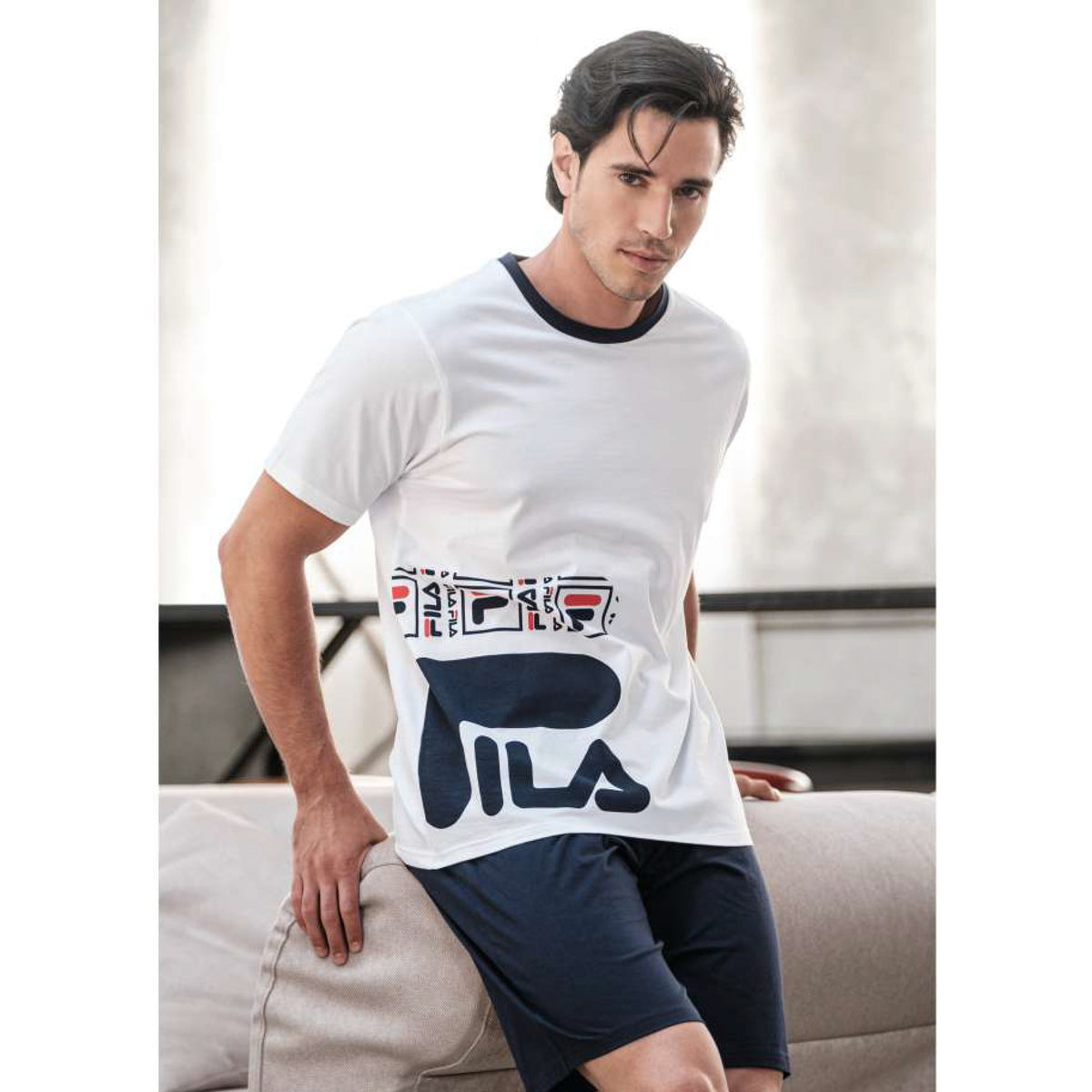 Pigiama uomo Fila FPS1058 in cotone bianco
