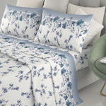 Completo letto 100% cotone Irge Ginevra fantasia Fiordaliso azzurro