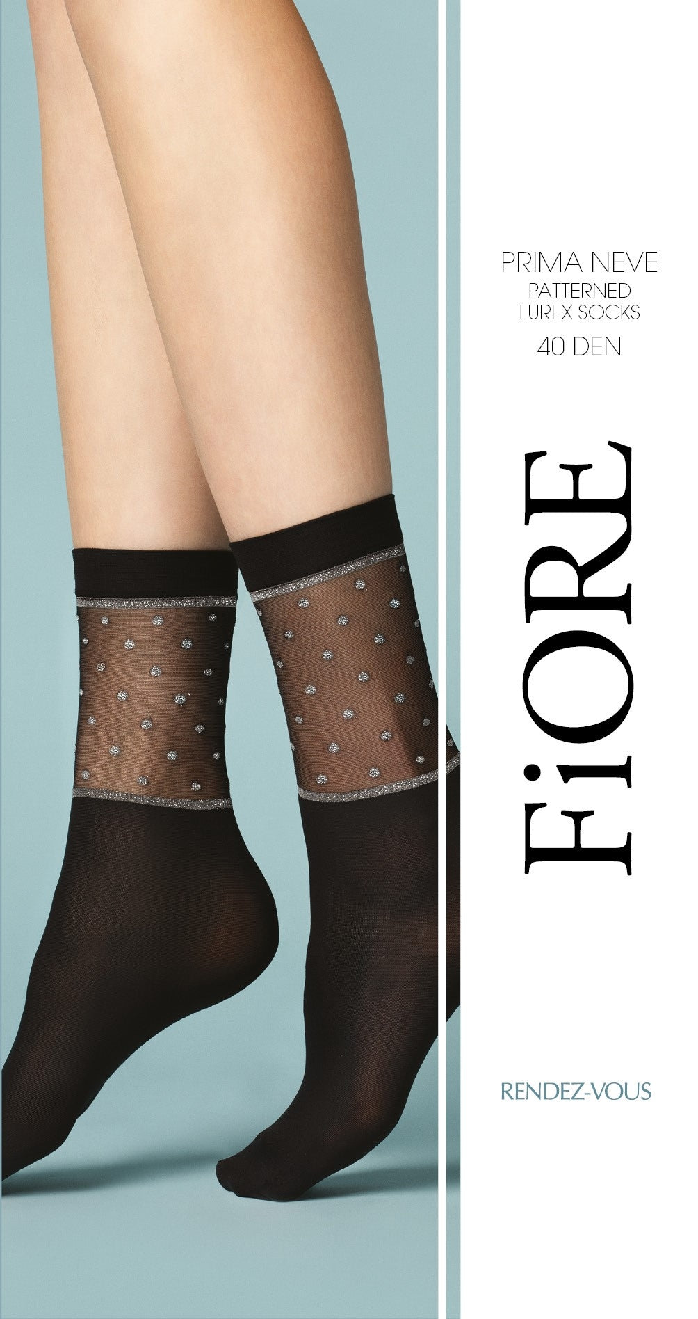 Calze Fiore Prima Neve 40 den nero a pois in lurex