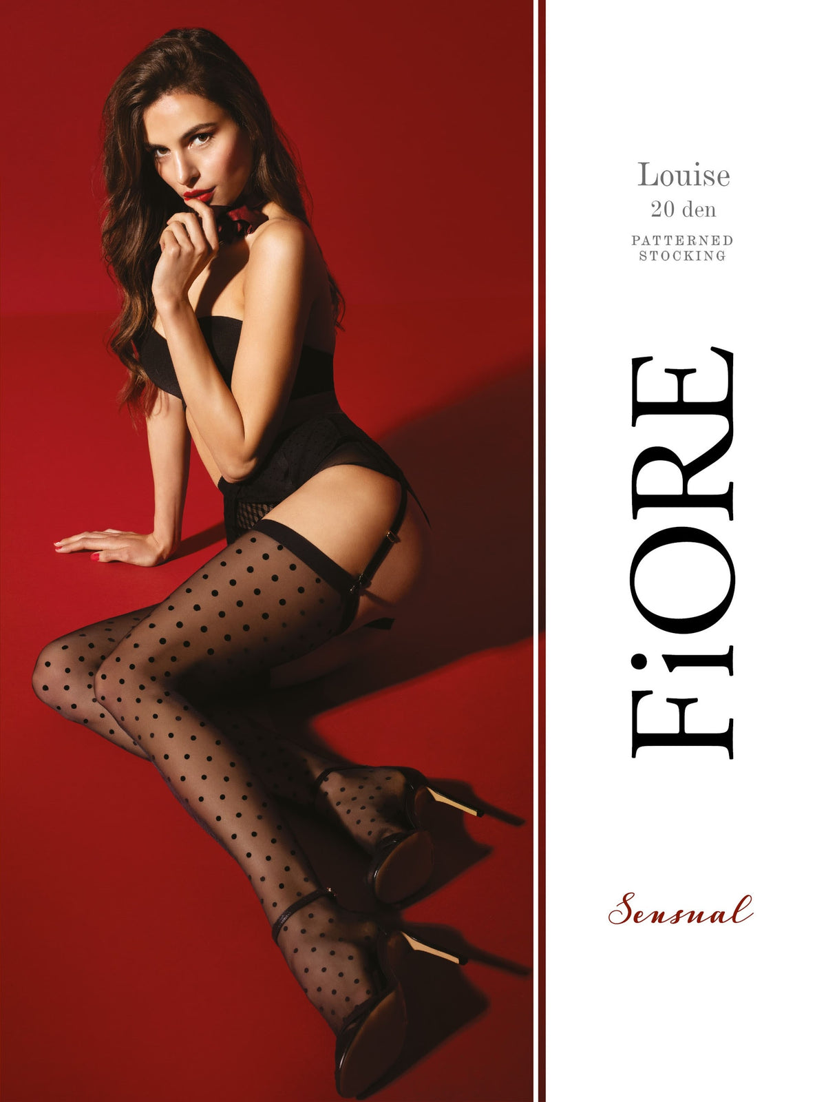Sexy calze per reggicalze Fiore Louise 20 den nero a pois