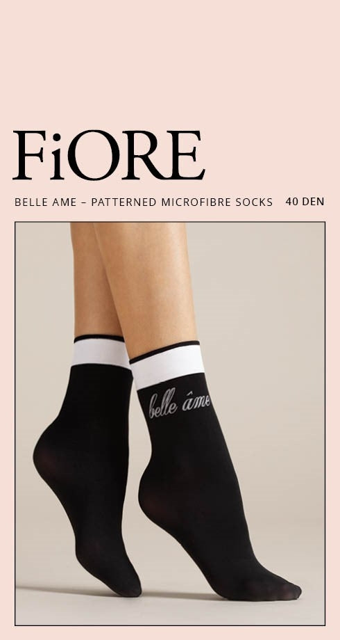 Calzini donna Fiore Belle Ame 40 den nero con fascia bianca