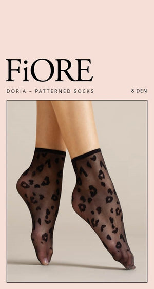 Calzini donna Fiore Doria 8 den nero fantasia animalier
