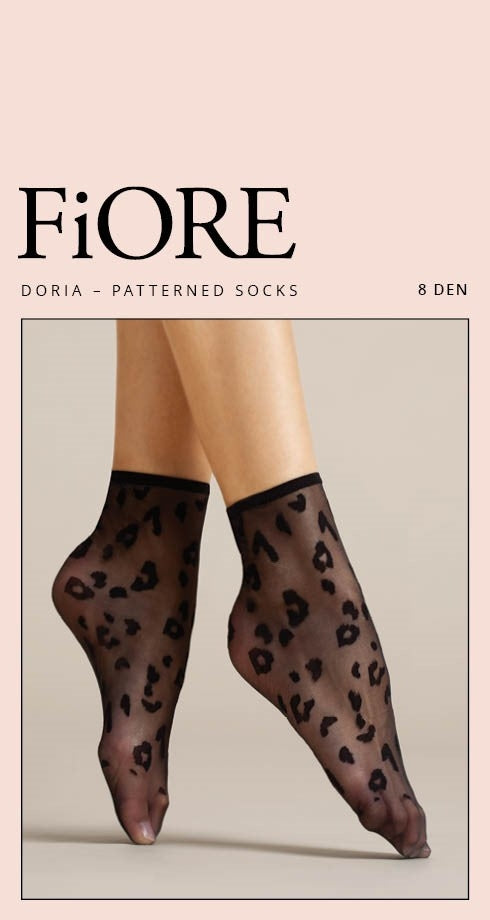 Calzini donna Fiore Doria 8 den nero fantasia animalier