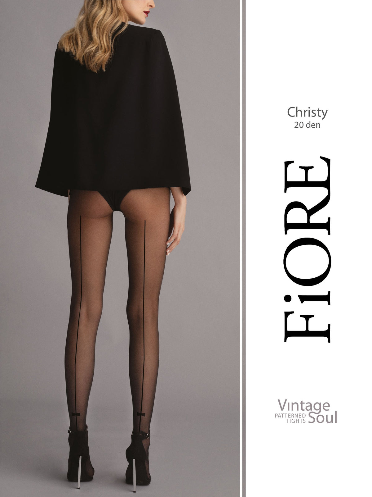 Sexy collant Fiore Christy 20 den nero con riga e fiocchetto posteriore