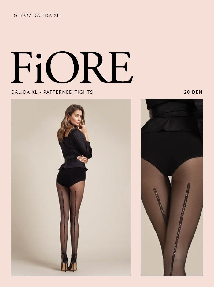 Collant Fiore Dalida 20 den nero scritta Pardon my French