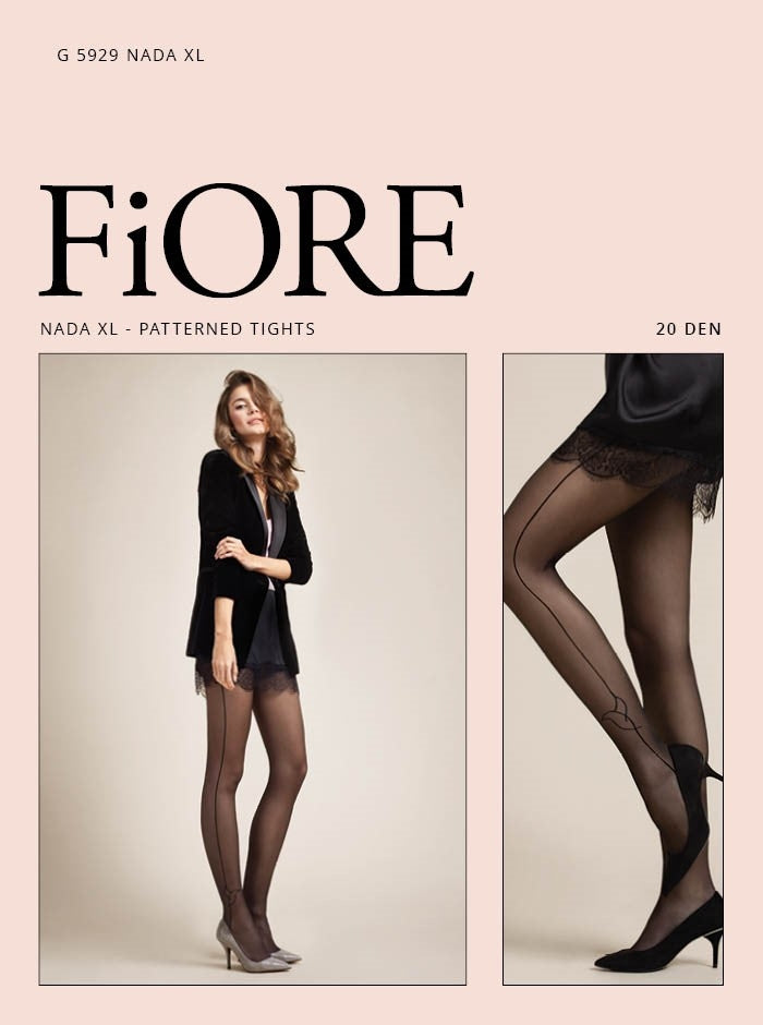Collant Fiore Nada 20 den fantasia riga laterale nero