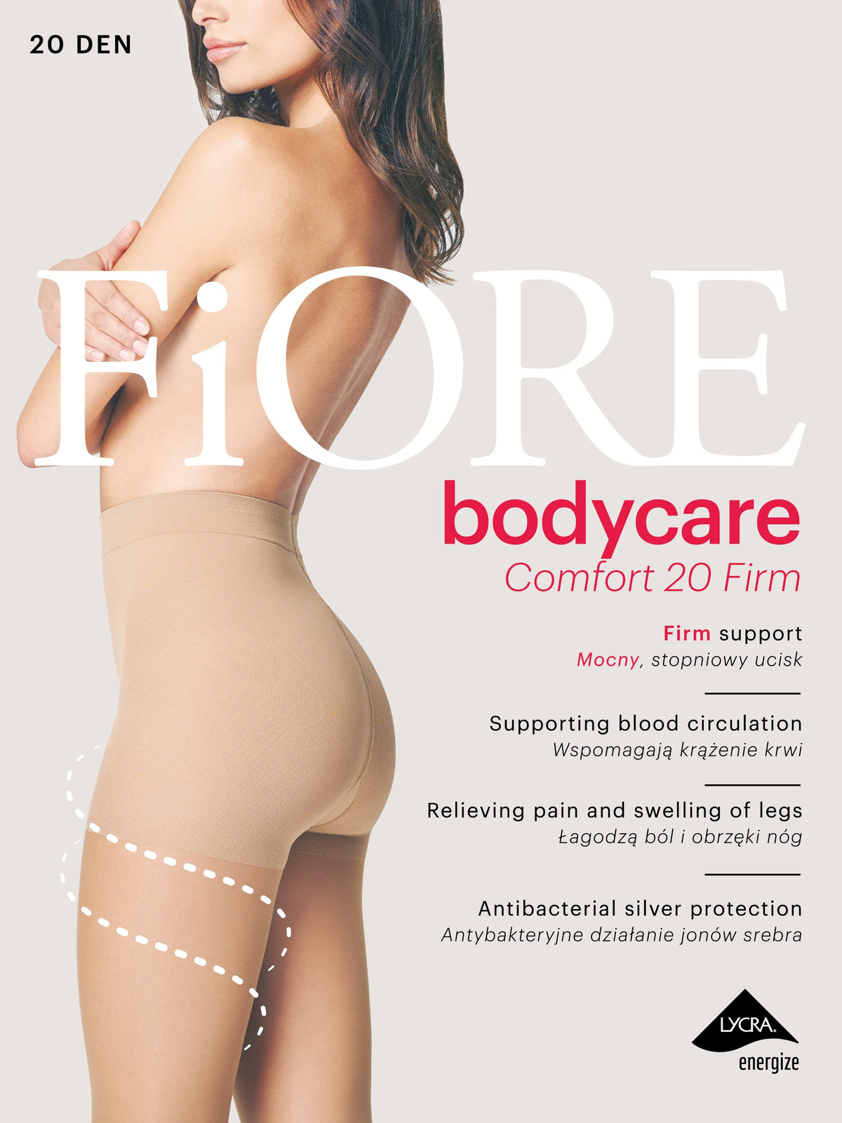 Collant riposanti gambe pesanti cellulite Fiore 20 den compressione graduata