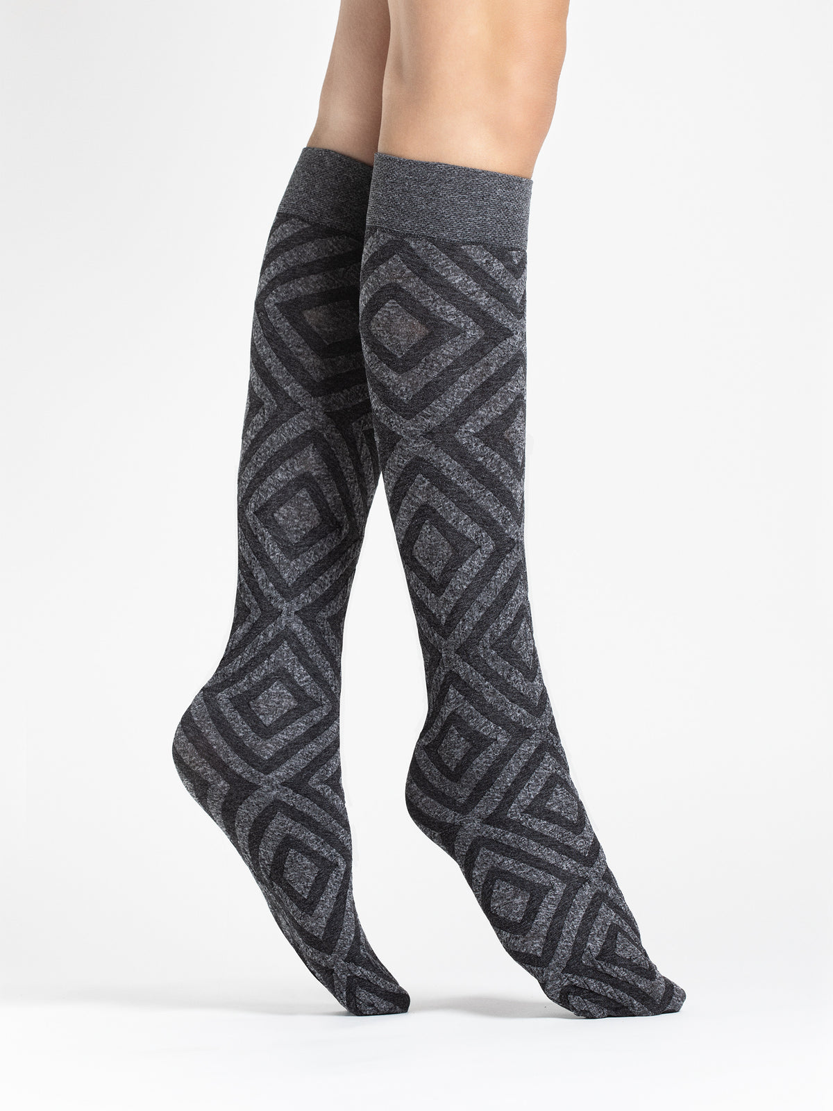 Gambaletti donna Fiore Deva 60 den rombi grigio melange