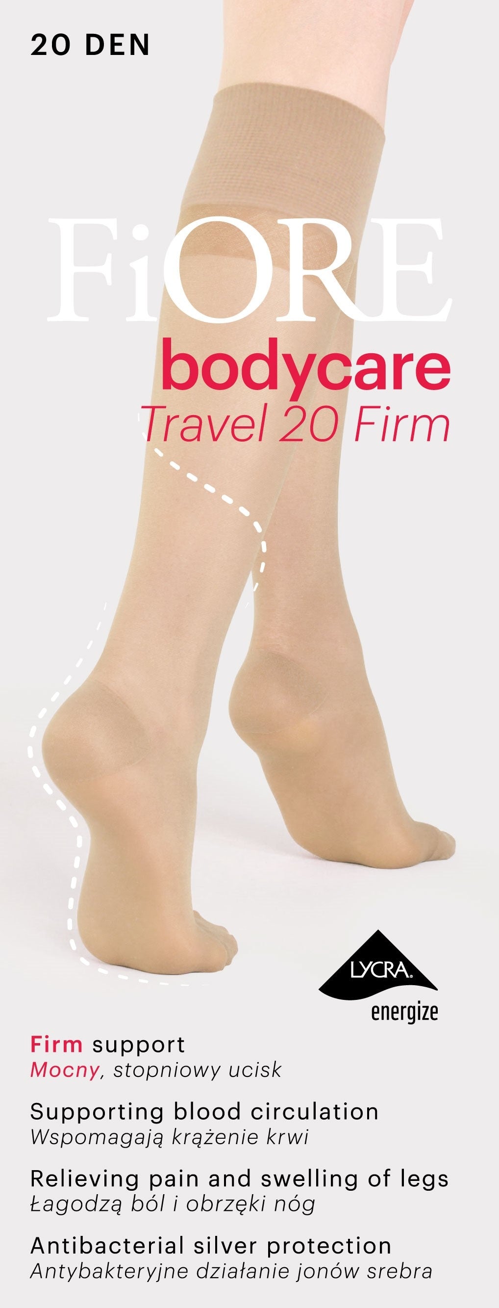 Gambaletti a compressione graduata Fiore Travel Firm 20 den nero