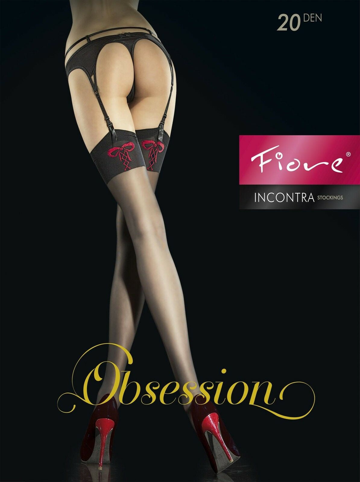 Sexy calze per reggicalze Fiore Incontra 20 den con fiocco