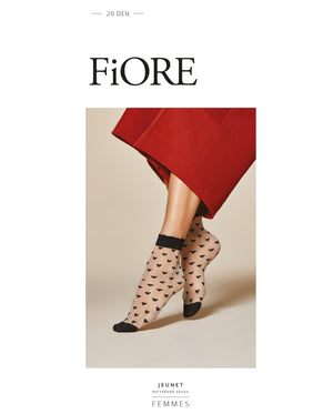 Calzino donna Fiore Jeunet 20 den nero con cuoricini 