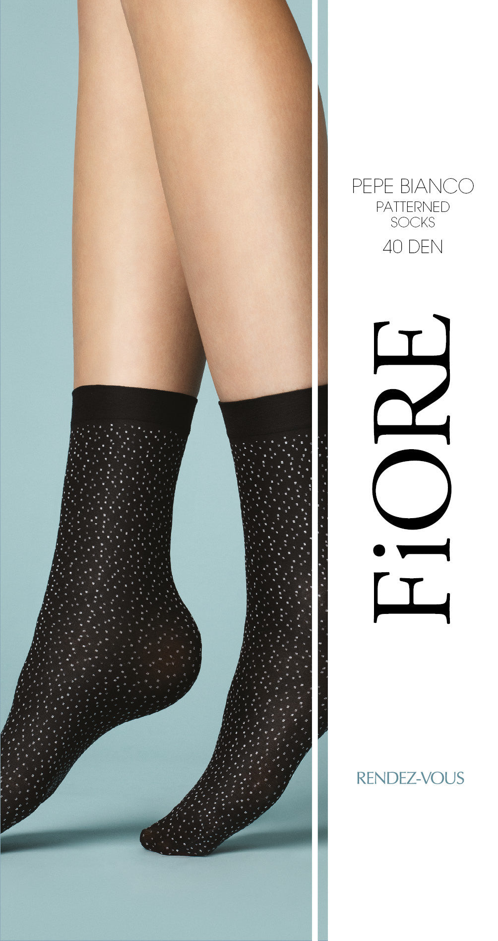 Calzino donna Fiore Pepe Bianco 40 den nero pois bianchi