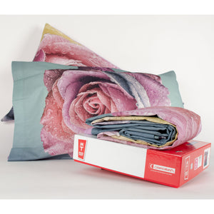 Copripiumino letto matrimoniale Biancaluna Flos set copripiumino + due federe rose