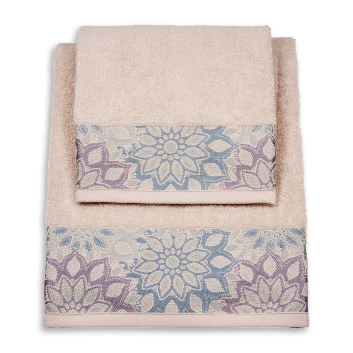 Vingi set asciugamani viso + ospite cotone Flowers 
