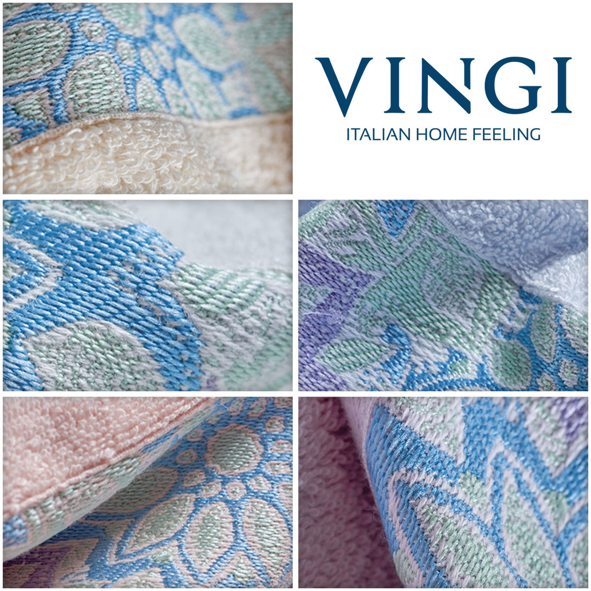 Vingi set asciugamani viso + ospite cotone Flowers 