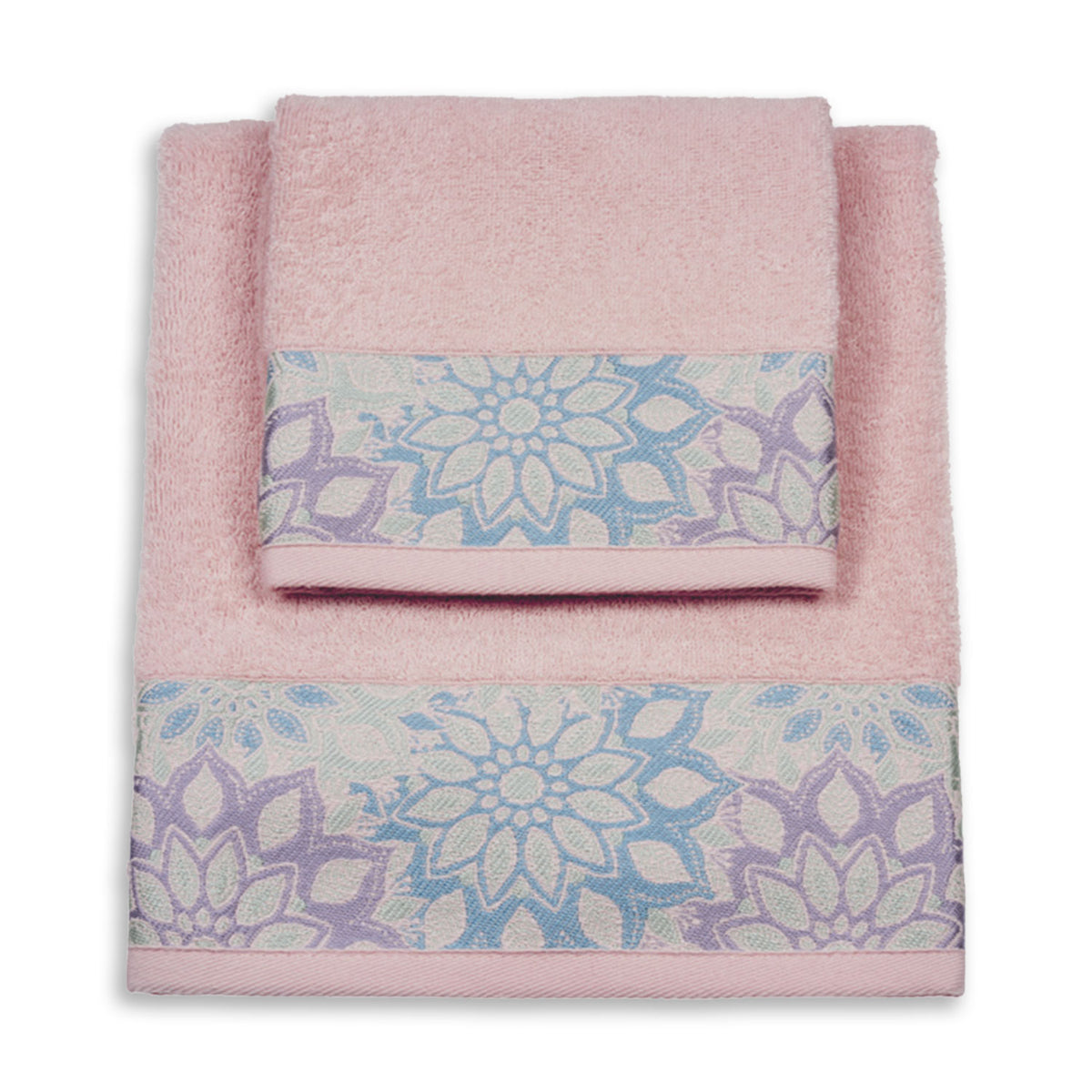 Vingi set asciugamani viso + ospite cotone Flowers 