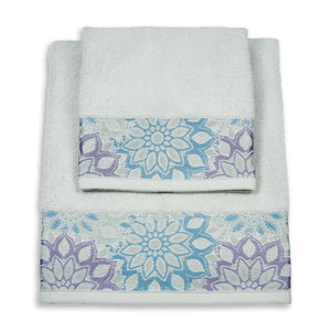 Vingi set asciugamani viso + ospite cotone Flowers 