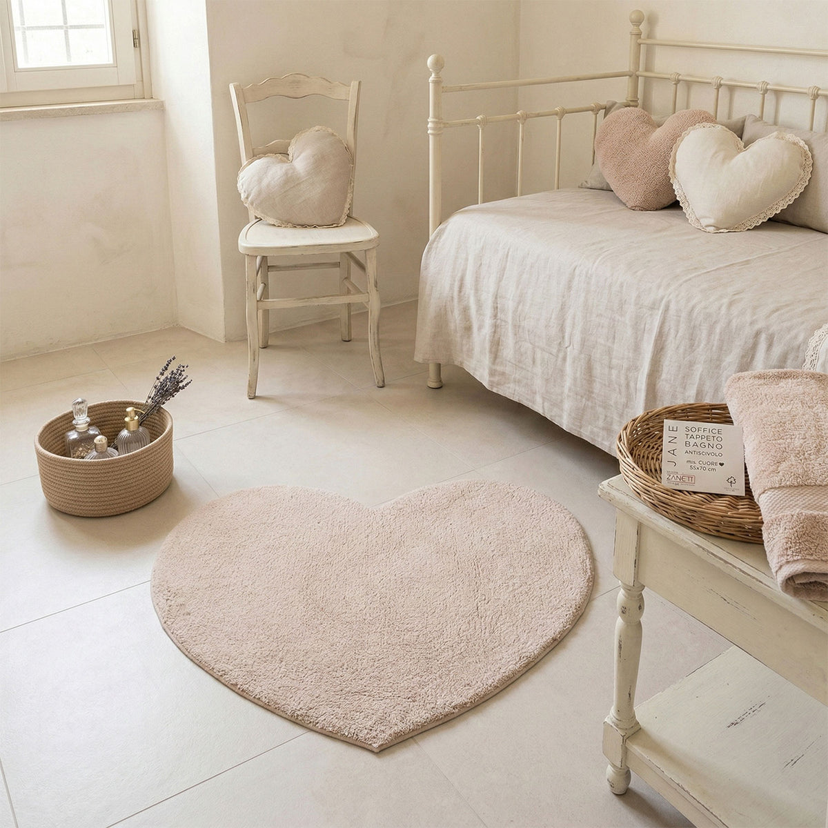 Tappeto bagno Forma di Cuore in 100% Cotone Jane Zambaiti 