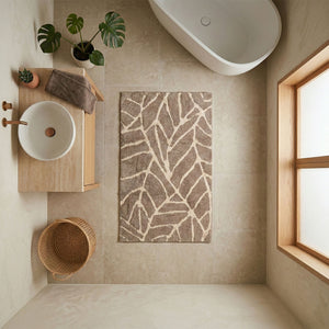 Tappeto da arredo ricami foglie 100% Cotone Leafy Zambaiti