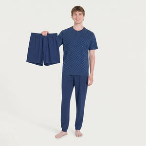 Pigiama uomo pantalone lungo + pantaloncino cotone Ragno U909NT