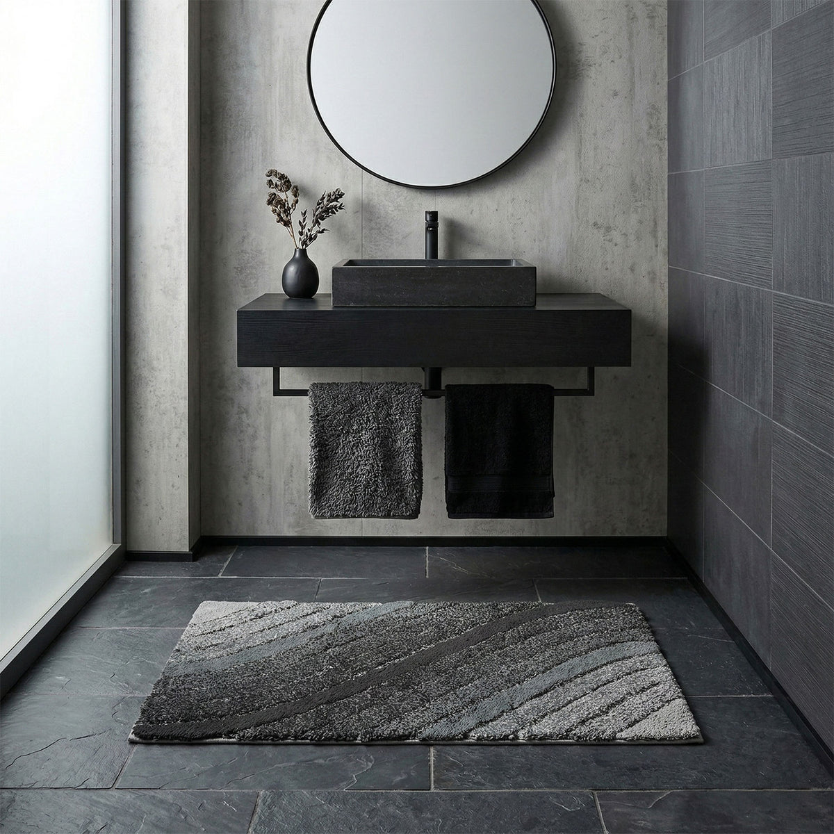 Tappeto arredo bagno disegno ondulato antiscivolo Kaleido Zambaiti 
