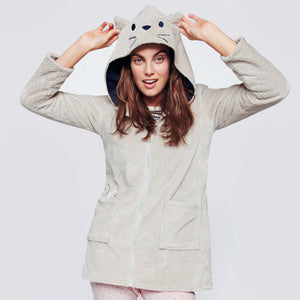 Giacca con cappuccio donna caldissimo coral con zip grigia Gisela 2/1829