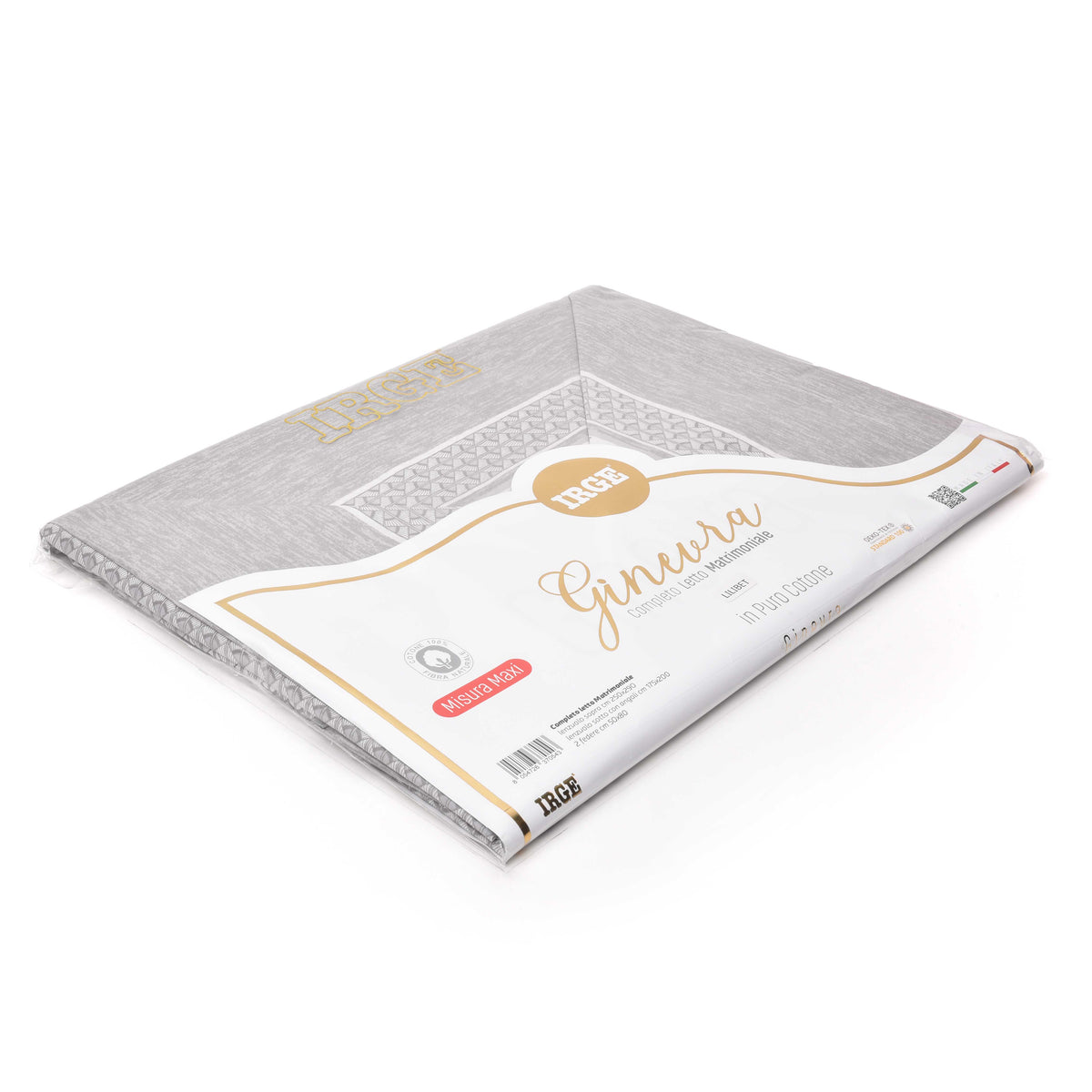 Completo letto 100% cotone Irge Ginevra fantasia Lilibet grigio