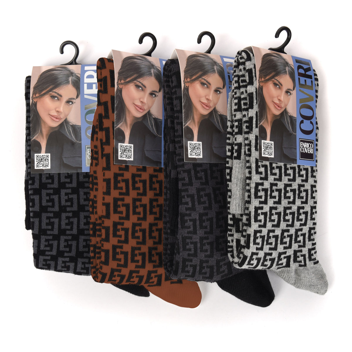 Calze donna caldo cotone Enrico Coveri lunghe e calde Giorgia 296 4 paia B