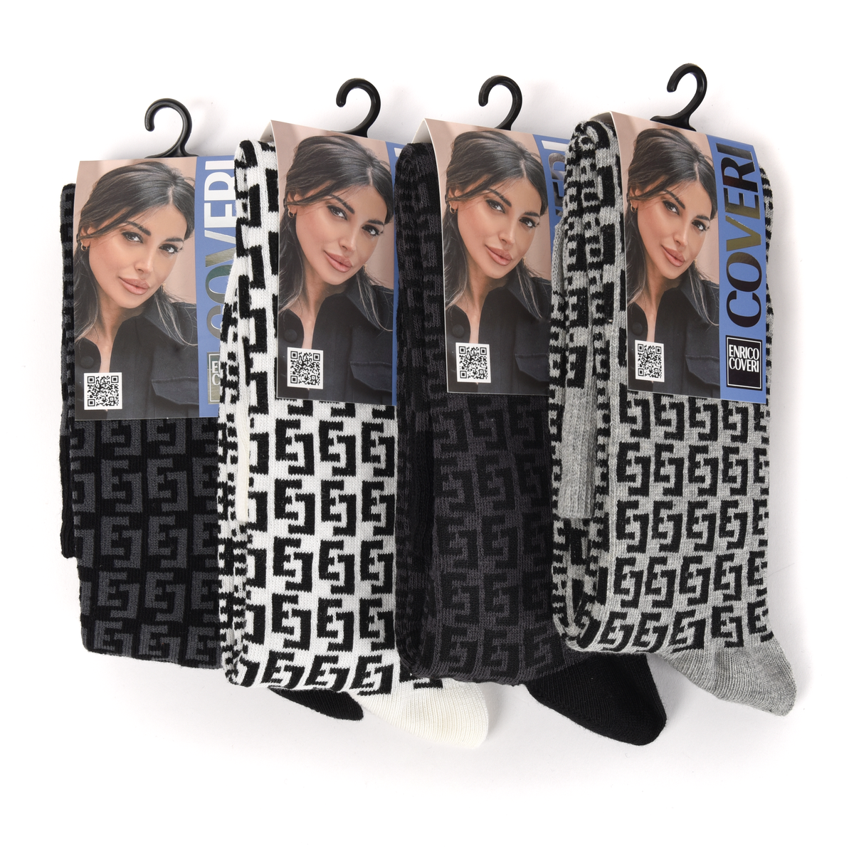 Calze donna caldo cotone Enrico coveri lunghe e calde Giorgia 296 4 paia A