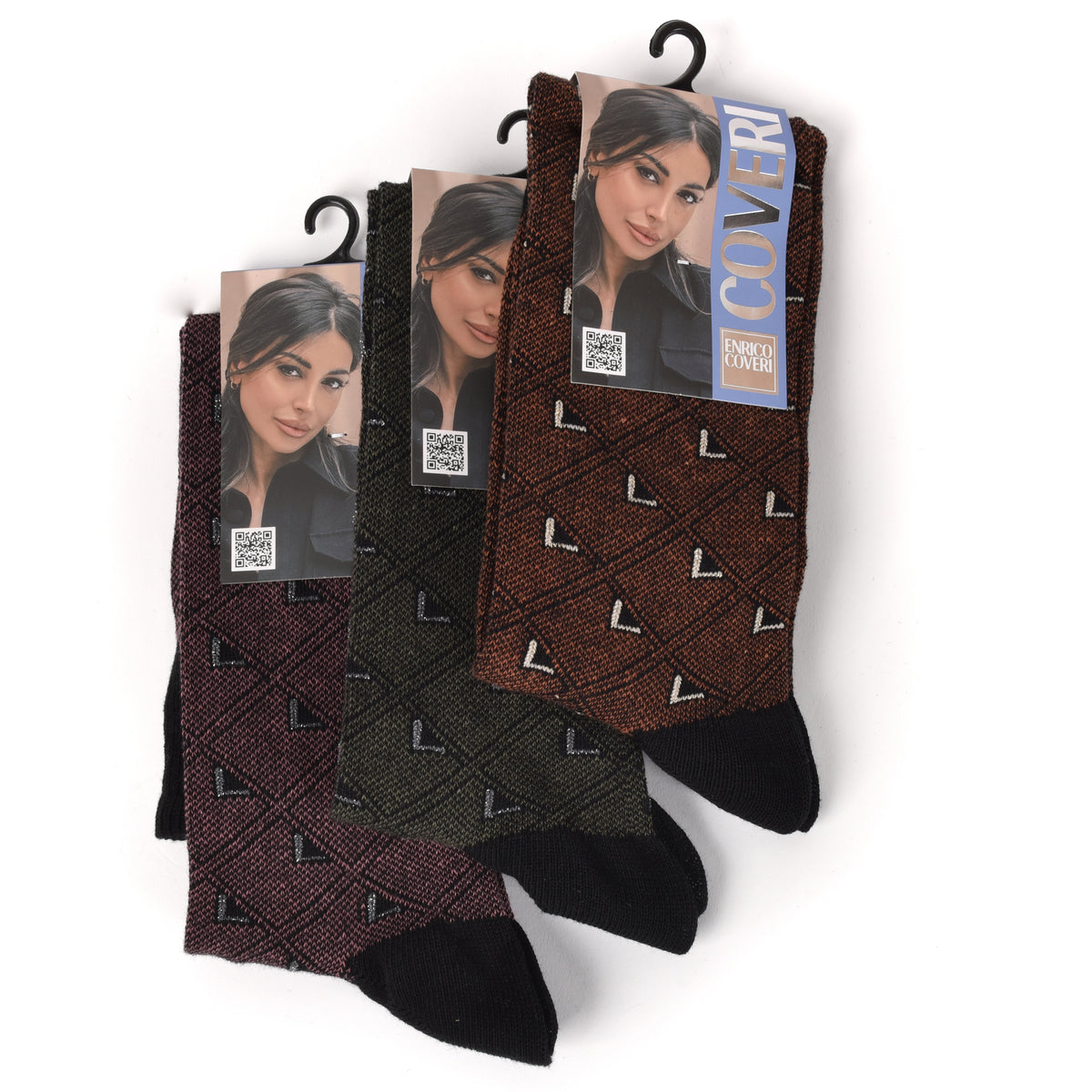 Calze donna caldo cotone Enrico Coveri lunghe e calde Giorgia 305 B 3 paia