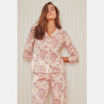 Pigiama donna Gisela 3/1803 aperto fantasia caldo cotone 