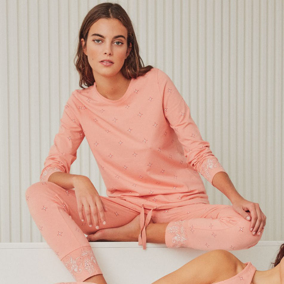 Pigiama donna caldo cotone Gisela 3/1807 salmone
