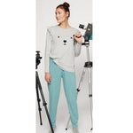 Pigiama donna Gisela 2/1827 con orme cane grigio caldo cotone