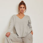 Maglia donna Gisela 3/1904 scollo a V grigio viscosa
