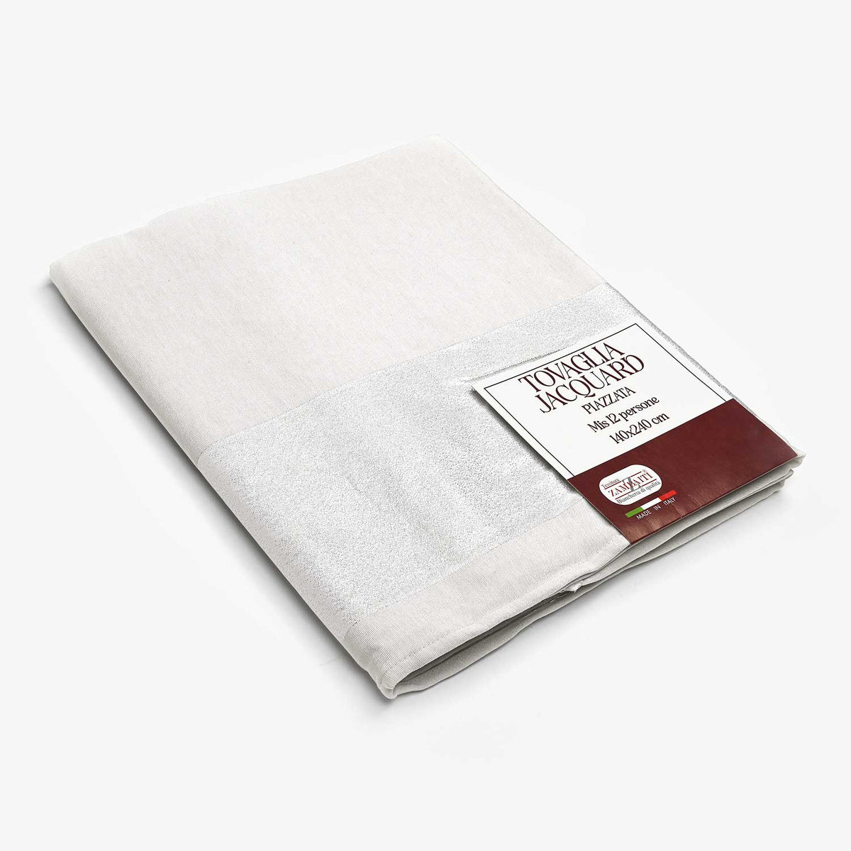 Tovaglia jacquard piazzata banda laminata Zambaiti