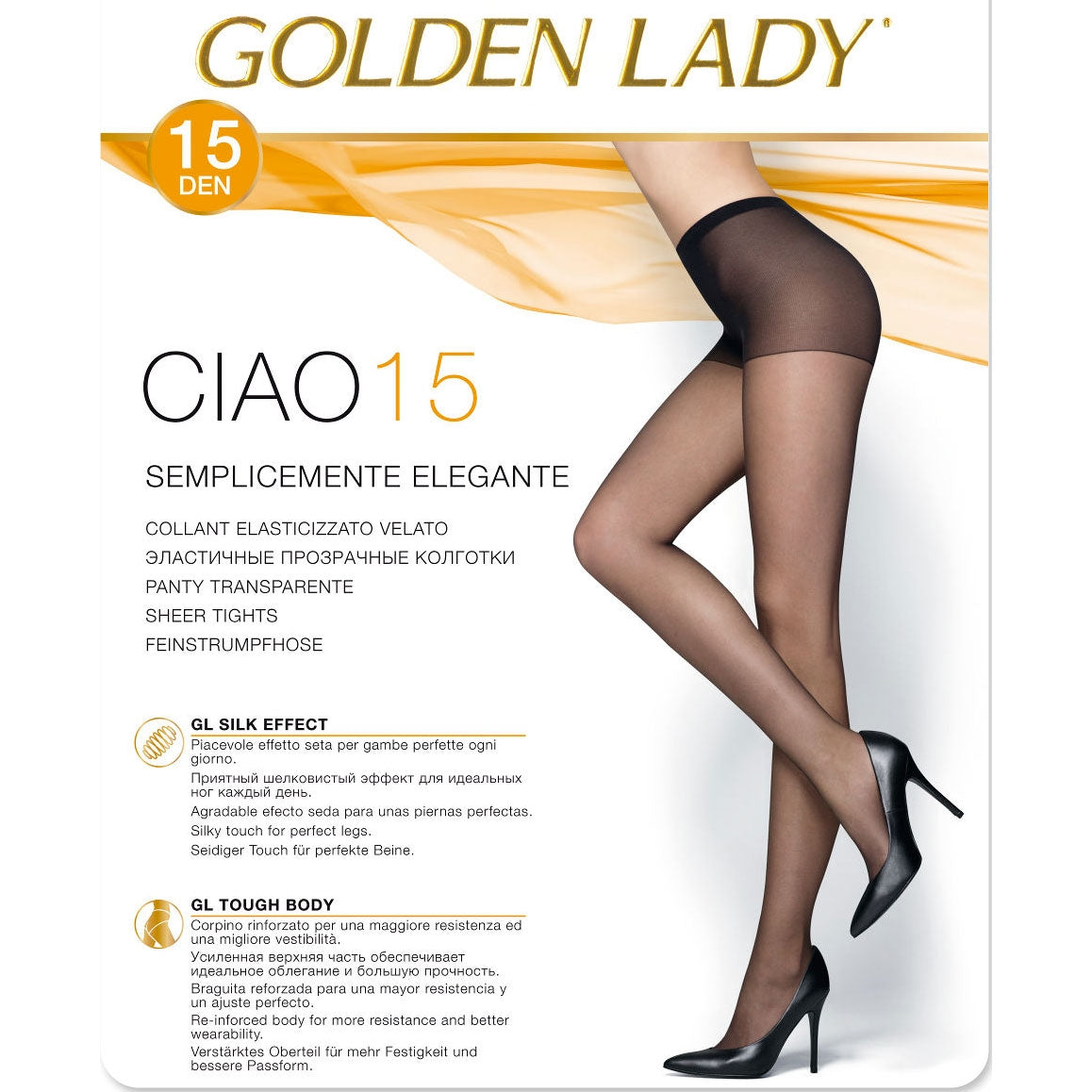 Collant velato Golden Lady ciao 15 elasticizzato 5 paia