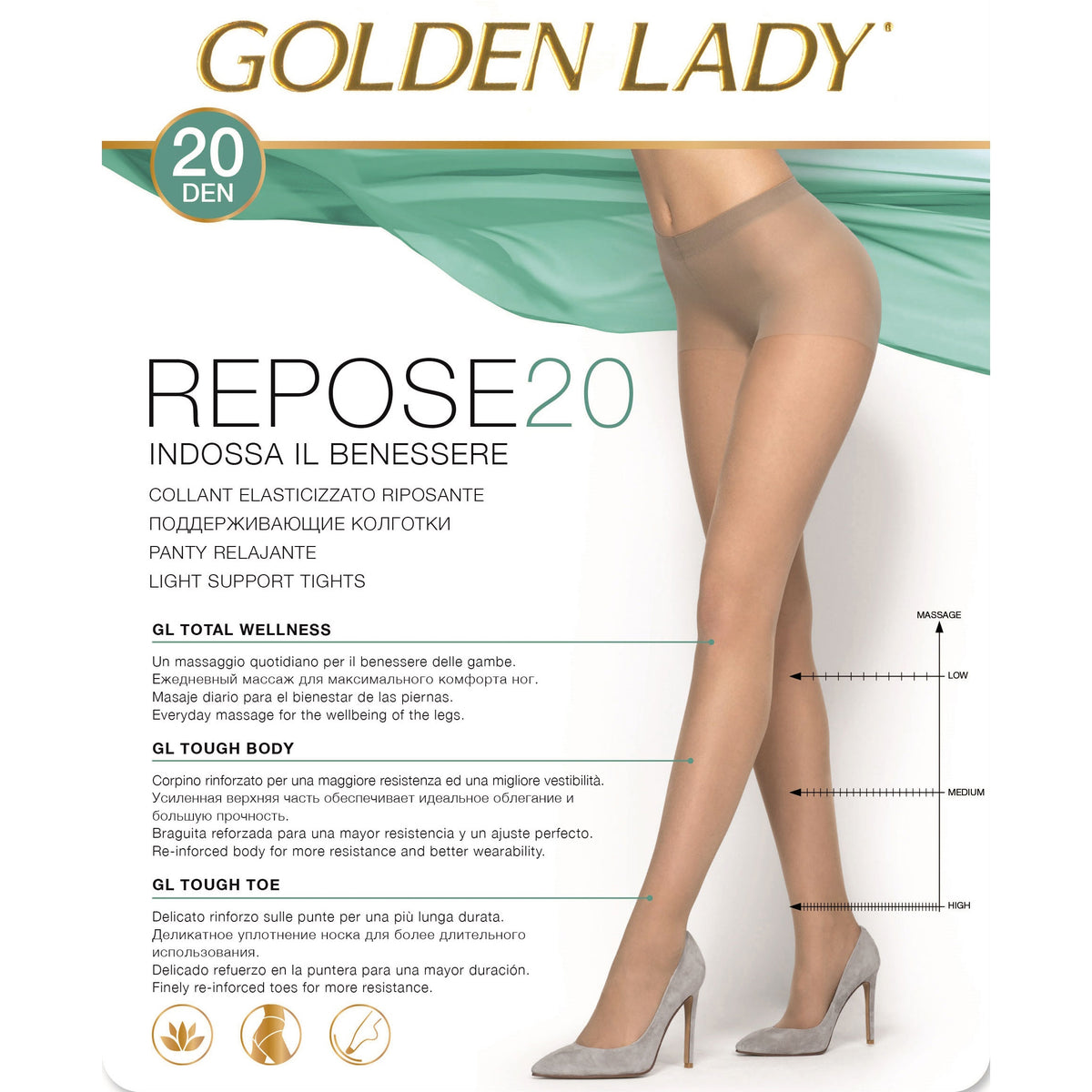 Collant riposante Golden lady repose 20 velato 5 paia