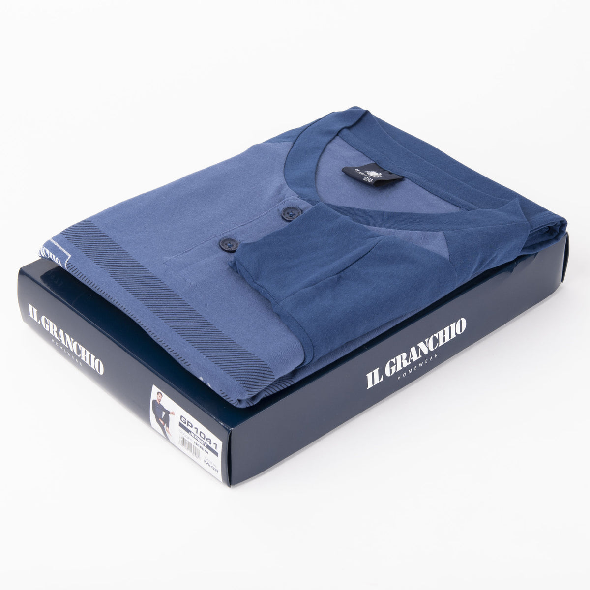 Pigiama uomo cotone leggero Il Granchio GP1041 azzurro denim