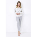 Pigiama donna caldo cotone fantasia floreale panna Il Granchio GP6007