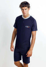 Pigiama uomo estivo Il granchio gp736 corto in cotone blu