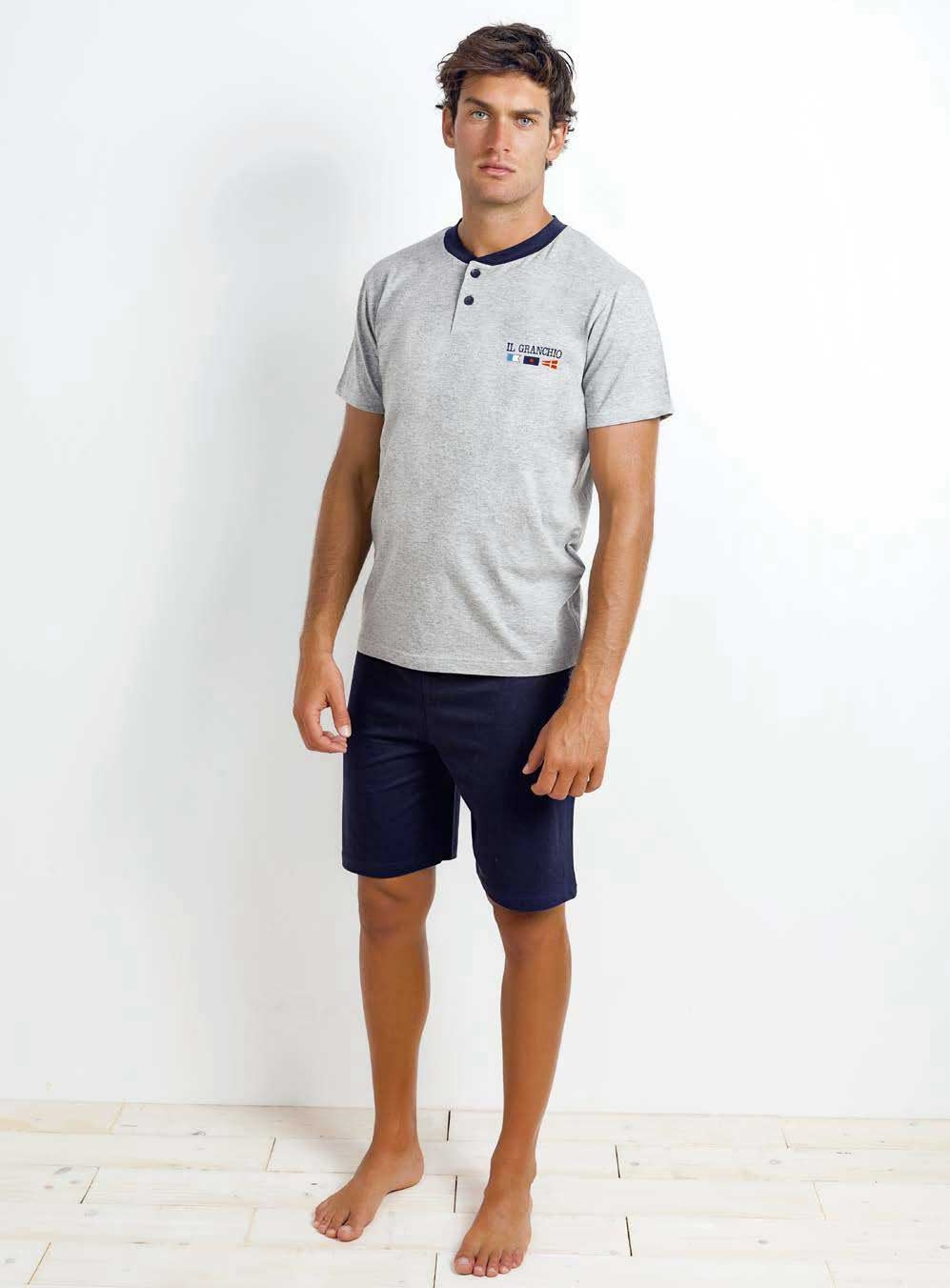 Pigiama uomo estivo Il granchio gp736 corto in cotone grigio