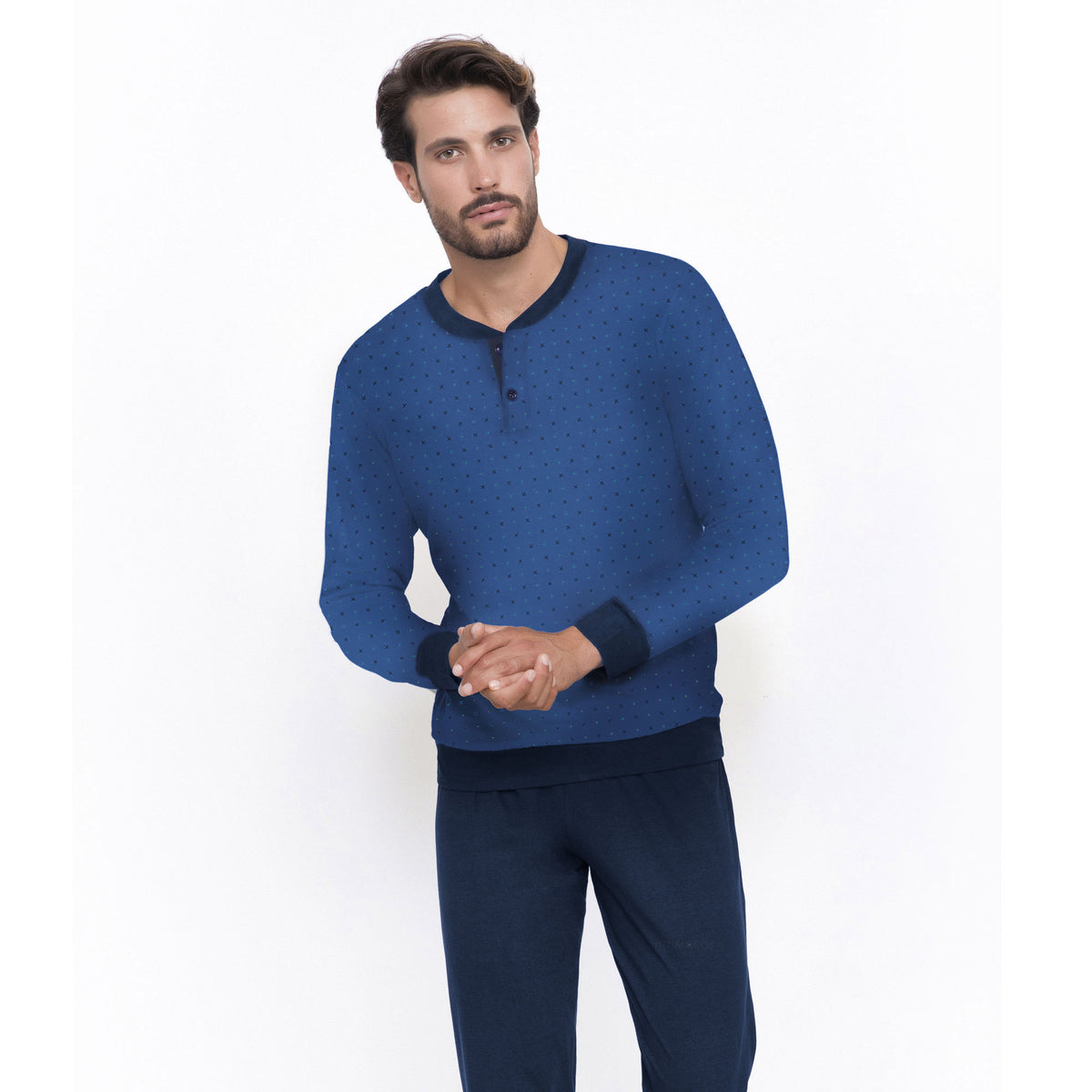 Pigiama uomo cotone leggero Il Granchio GP1039 bluette