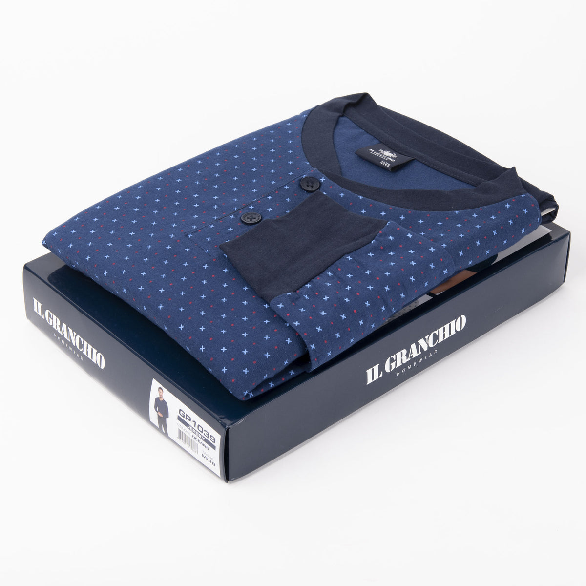 Pigiama uomo cotone leggero Il Granchio GP1039 azzurro blu